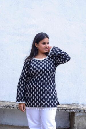 Noor-E-Nazakat Black Cotton Kurti